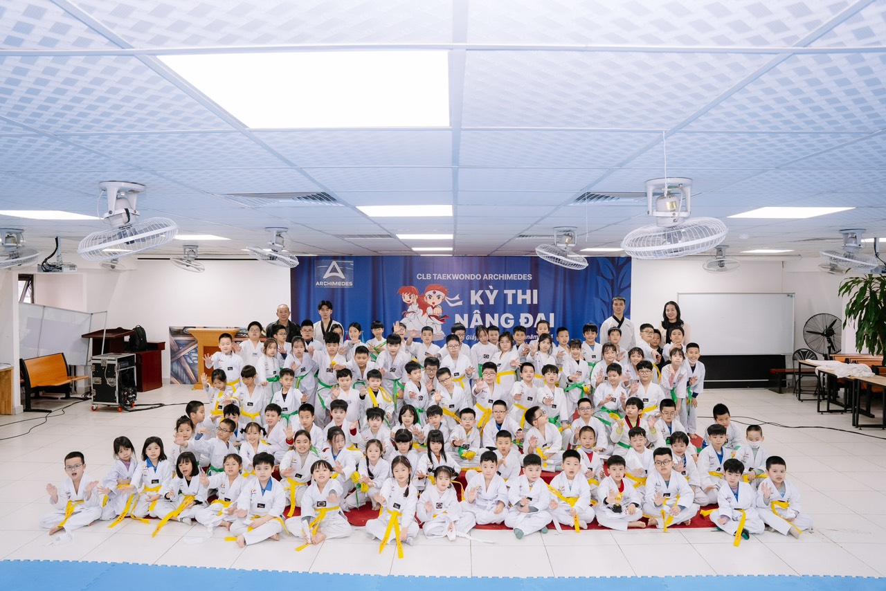 Gần 100 võ sinh tham gia kỳ nâng đai 2024 tại CLB Taekwondo Archimedes